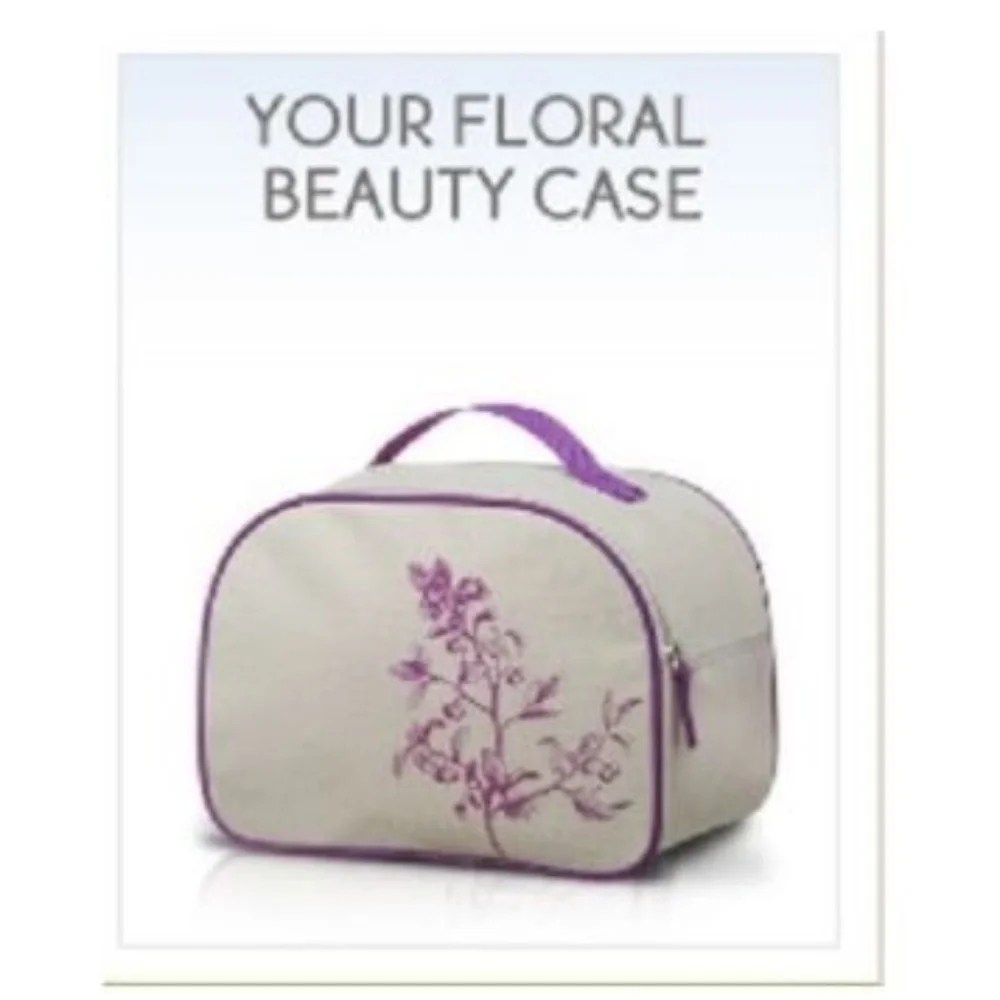 YVES ROCHER FLORAL COSMETIC BAG - GREY (NEW WITH TAGS)
